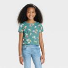 Girls' Floral Printed Short Sleeve T-shirt - Cat & Jack Dusty Green