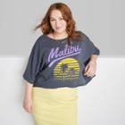 Women's Plus Size Ascot + Hart Malibu Short Sleeve Cropped Graphic T-shirt - Gray