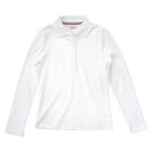 French Toast Girls' Long Sleeve Interlock Uniform Polo Shirt - White