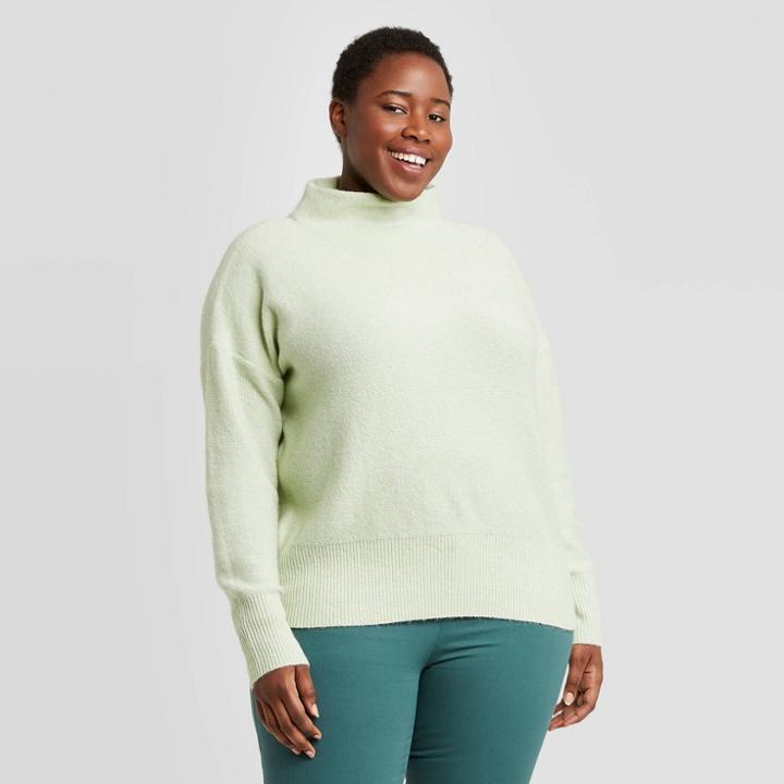 Women's Plus Size Mock Turtleneck Pullover Sweater - Ava & Viv