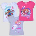 Toddler Girls' 3pk Paw Patrol Short Sleeve T-shirt - Pink/gray/white 4t,