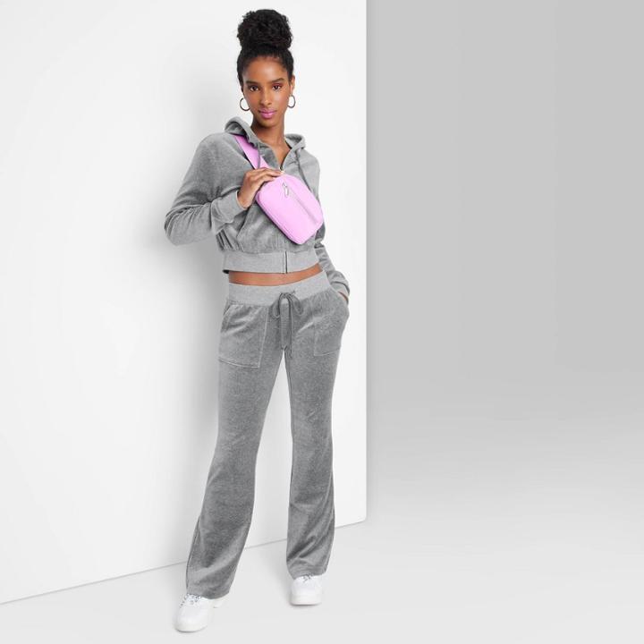 Women's Low-rise Velour Flare Pants - Wild Fable Heather Gray Xxs
