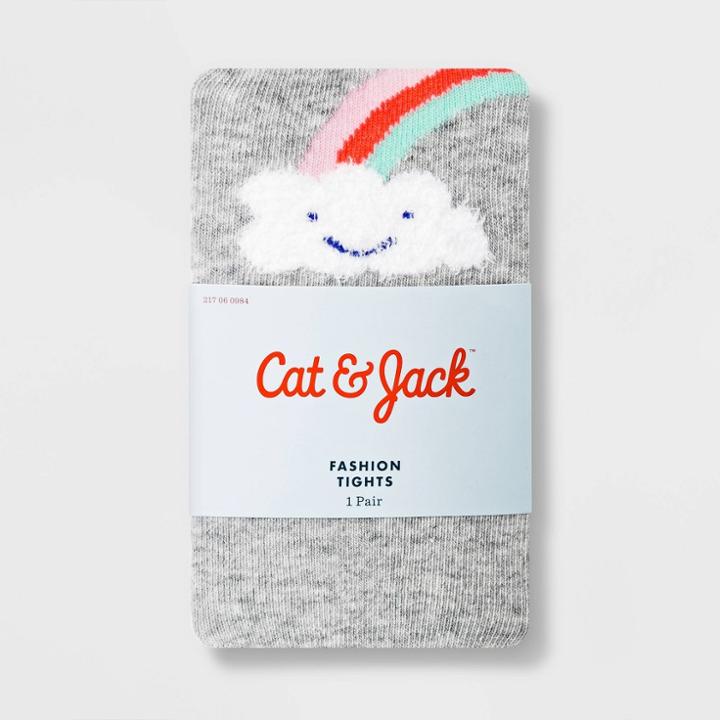 Toddler Girls' Rainbow Cotton Tights - Cat & Jack Gray