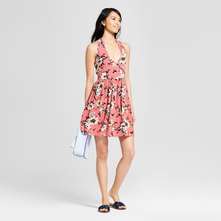 Women's Floral Halter Top Dress - Xhilaration Burnt Orange