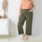 Women's Plus Size Wide Leg Ankle Length Chino Pants - Ava & Viv Green