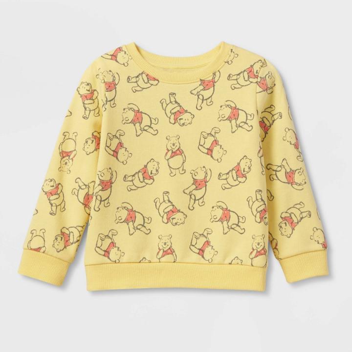 Toddler Girls' Winnie The Pooh Printed Pullover Sweatshirt - Yellow