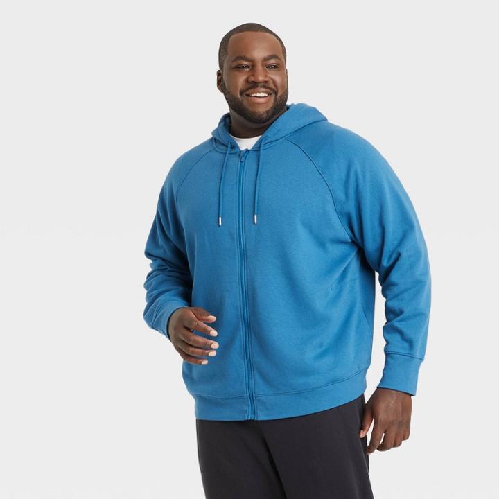 Men's Big & Tall Cotton Fleece Full Zip Hoodie - All In Motion Blue
