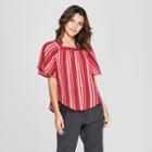 Women's Ruffle Sleeve Top - Universal Thread Red