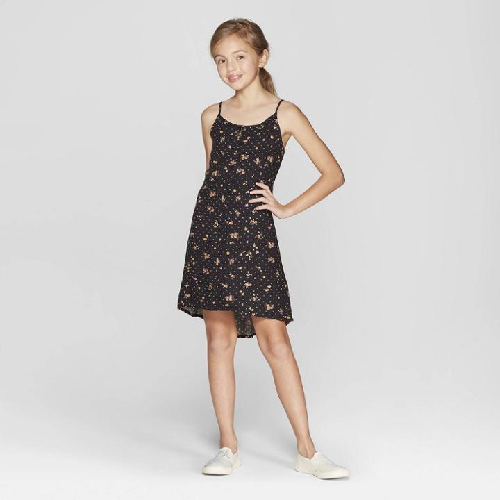 Girls' Button Front Dress - Art Class Black