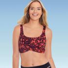 Women's Slimming Control Wrap-front Bikini Top - Beach Betty By Miracle Brands Burgundy Animal Print