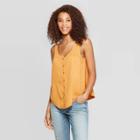 Women's Scoop Neck Button Front Knit Woven Tank Top - Universal Thread