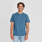 Men's Standard Fit Short Sleeve Henley T-shirt - Goodfellow & Co Blue