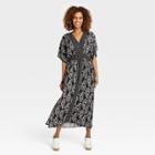 Women's Flutter Short Sleeve Printed Kaftan A-line Dress - Knox Rose Black Floral