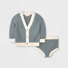 Grayson Collective Baby Sweater & Bottom Set - Teal Blue Newborn