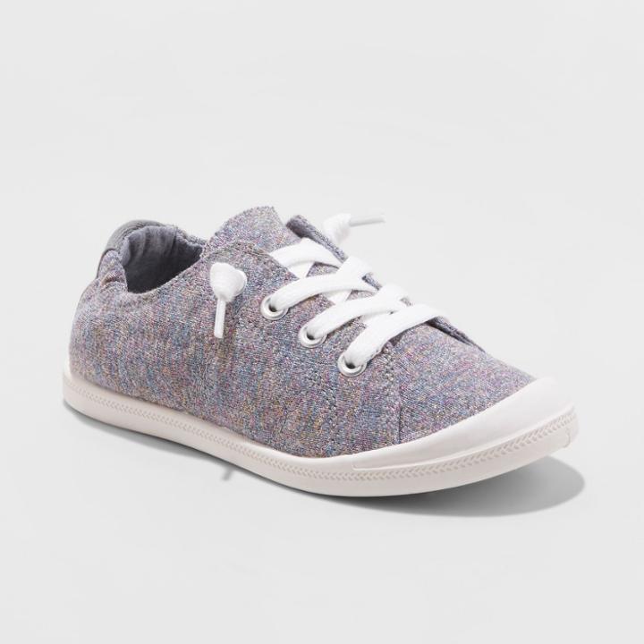 Girls' Mad Love Shana Canvas Metallic Sneakers - Gray