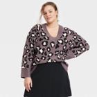 Women's Plus Size V-neck Tunic Sweater - A New Day Dark Brown