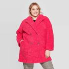 Women's Plus Size Long Sleeve Double Breasted Faux Fur Jacket - Who What Wear Pink 1x, Women's,