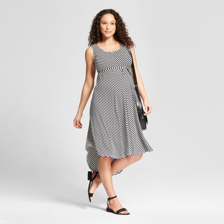 Maternity Sleeveless Bias Mini Stripe Dress - Isabel Maternity By Ingrid & Isabel Black/white Xxl, Infant Girl's