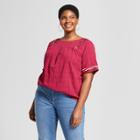 Women's Plus Size Short Sleeve Embroidered Top - Ava & Viv Purple