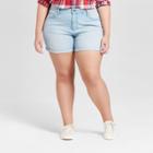Women's Plus Size Raw Hem Boyfriend Jeans Shorts - Universal Thread Light Wash