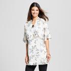 Eclair Women's Short Sleeve Daisy Print Kimono With Tie Waist - Clair White/blue