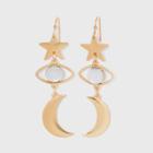 Star, Evil Eye And Moon Linear Earrings - Wild Fable Gold