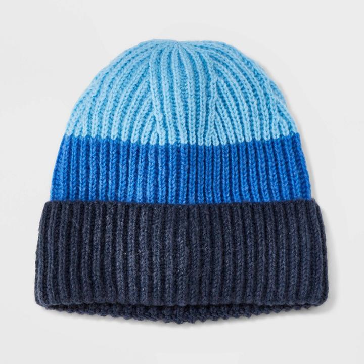 Adult Colorblock Beanie - A New Day Blue