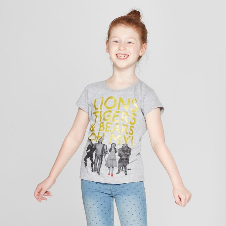 The Wizard Of Oz Girls' Wizard Of Oz Short Sleeve T-shirt - Athletic Heather