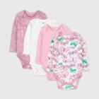Honest Baby Girls' 4pk Organic Cotton Long Flutter Sleeve Bodysuit - Purple Newborn