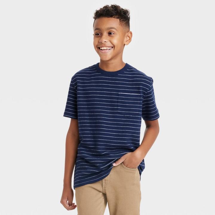 Boys' Ottoman Short Sleeve Knit T-shirt - Cat & Jack Navy