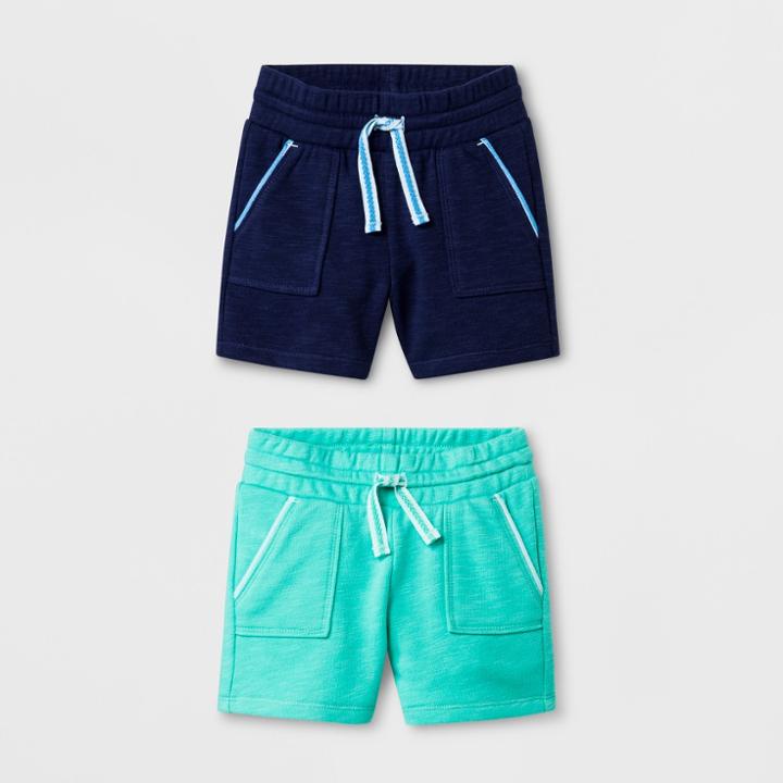 Toddler Girls' Knit Cargo Shorts - Cat & Jack Bright Blue/mint Green