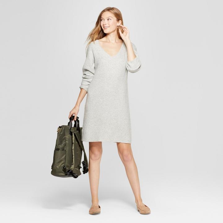Women's Long Sleeve Sweater Dress - A New Day Gray