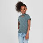 Girls' Gigi Lettuce Hem Short Sleeve T-shirt - Art Class Teal