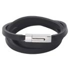 Men's Crucible Stainless Steel Black Leather Wrap Bracelet, Black/silver