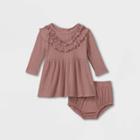 Grayson Collective Baby Girls' Brushed Ribbed Dress - Pink Newborn