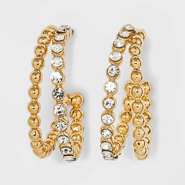 Sugarfix By Baublebar Crystal Beaded Double Hoop Earrings - Gold