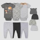 Gerber Baby Boys' 10pk Hedgehog Top And Bottom Set With Cap - Gray