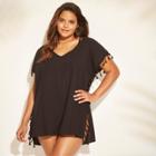 Women's Plus Size Tassel Trim Poncho Cover Up - Cover 2 Cover Black