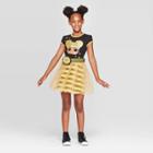 Petitegirls' L.o.l. Surprise! Queen Bee Short Sleeve Dress With Coin Purse Belt - Black/yellow S, Girl's, Size: