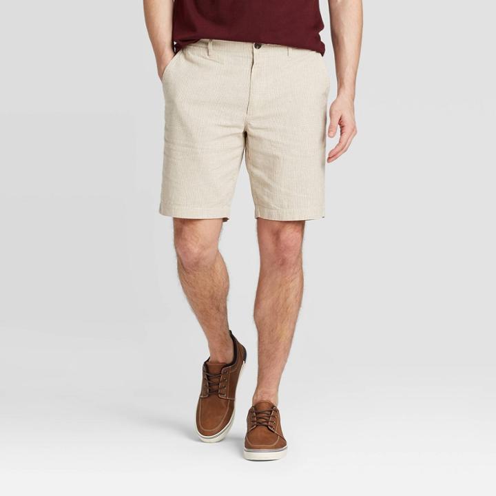 Men's 9 Flat Front Shorts - Goodfellow & Co Beige
