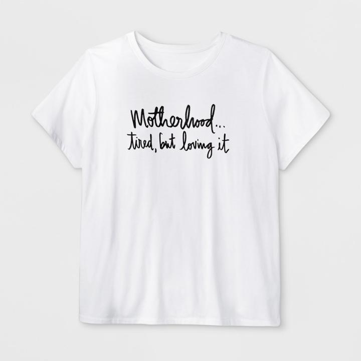 Shinsung Tongsang Women's Plus Size 'motherhood' Short Sleeve Graphic T-shirt - White