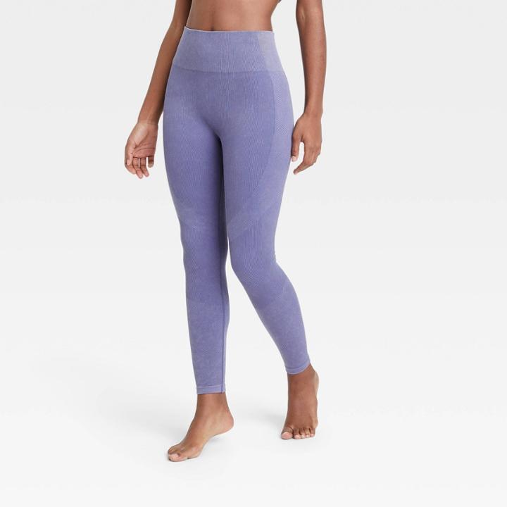 Women's High-rise Ribbed Seamless 7/8 Leggings - Joylab Purple