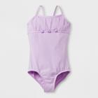 Danshuz Toddler Girls' Glitter Chiffon Pleated Front And Back Panels Adorned With 3 Pearled Flowers - Lavender