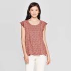 Women's Printed Flutter Short Sleeve Scoop Neck Blouse - Knox Rose Red