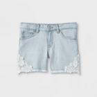 Girls' Side-lace Jean Shorts - Cat & Jack Light Blue