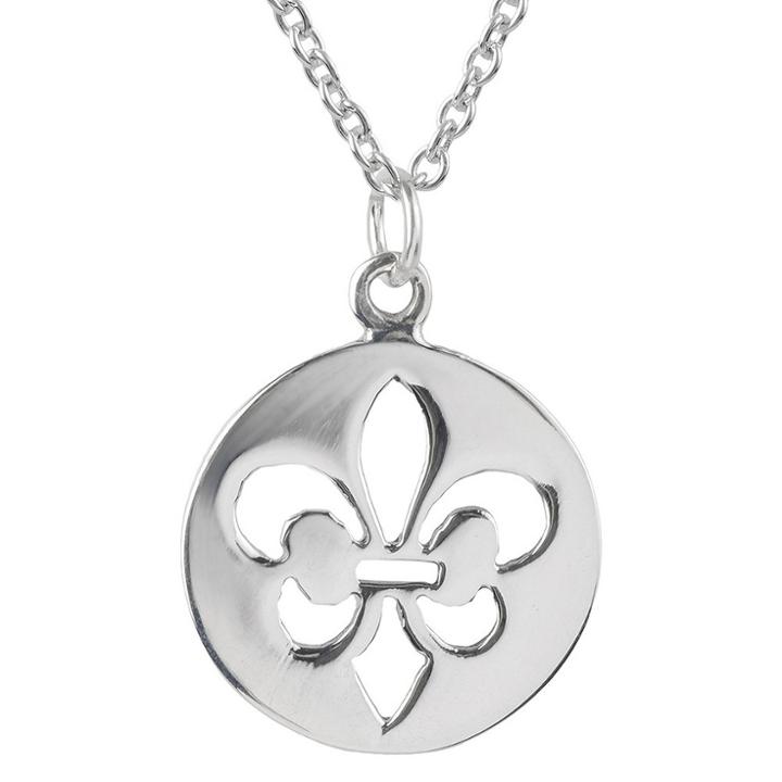 Women's Journee Collection Cut Out Fleur-de-lis Pendant Necklace In Sterliing Silver -