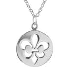 Women's Journee Collection Cut Out Fleur-de-lis Pendant Necklace In Sterliing Silver -
