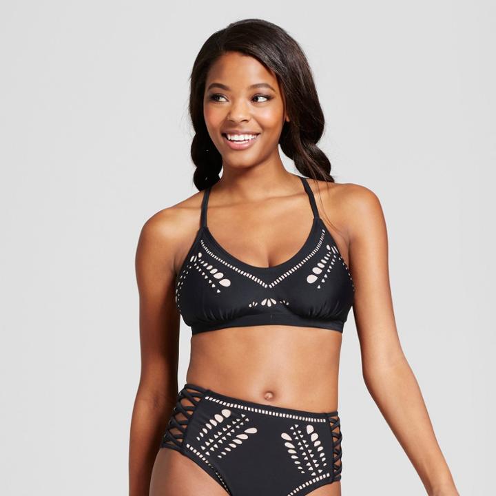 Women's Laser Cut Triangle Bikini Top - Xhilaration Black D/dd Cup