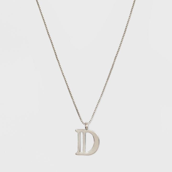 Silver Plated Initial D Pendant Necklace - A New Day Silver,