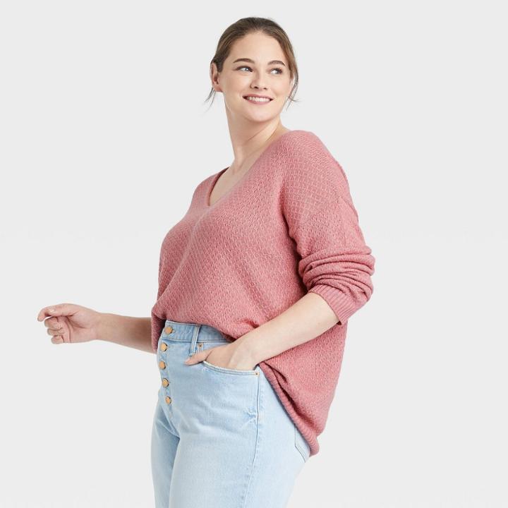 Women's Plus Size V-neck Pullover Sweater - Knox Rose